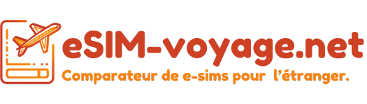 Logo du site esim-voyage.net, comparatif de forfaits esim pour un voyage à l'étranger.